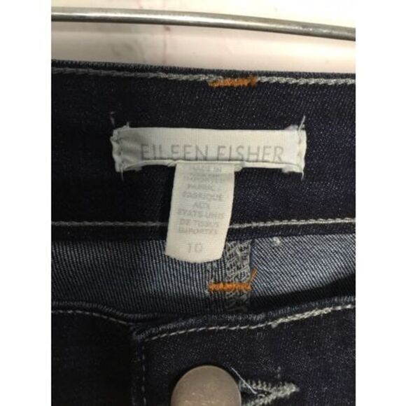 Eileen Fisher Womens 10 Mid Rise Dark Wash Straight Leg Organic Cotton  Jeans - Picture 2 of 9